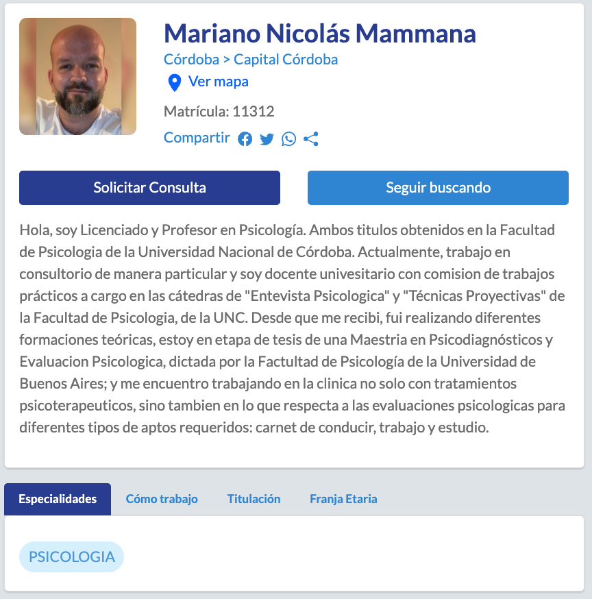 Perfil profesional dentro de Psicontacto