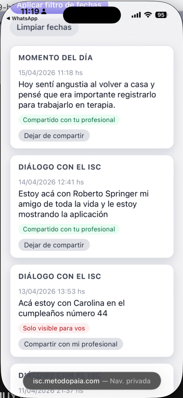Registro compartido con el profesional